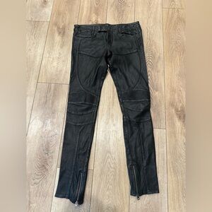 Allsaints leather biker trousers black size 27